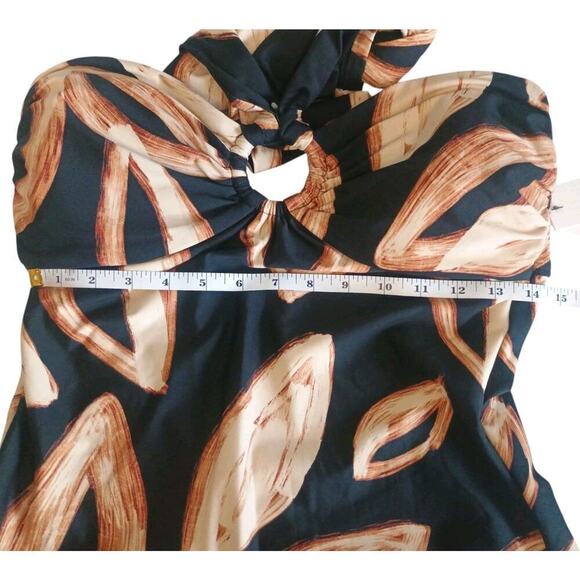 DKNY Halter Ring One Piece Swimsuit color Painted Leaf Large NWT - Picture 7 of 13